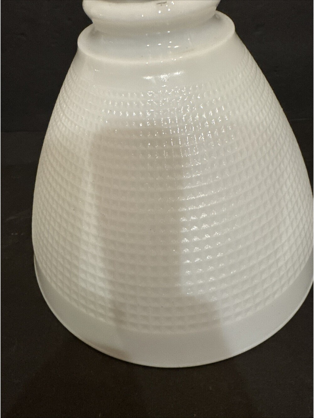 Vintage Corning White Milk Glass Waffle Pattern Torchiere Pendant Lamp Shade 8" - Picture 3 of 5